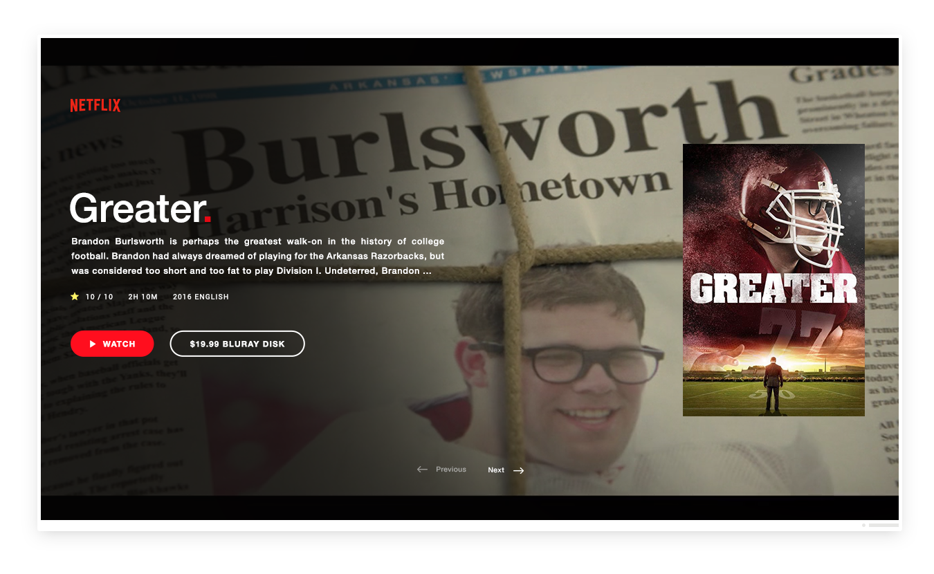 Brandon Burlsworth Greater Movie Art Direction (Newsprint Design)